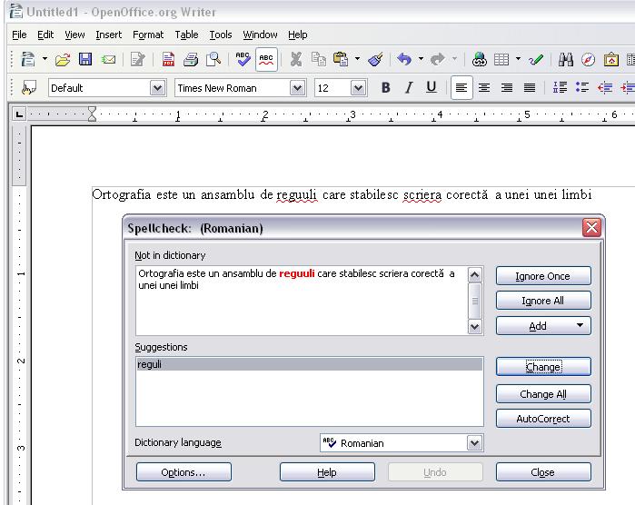 Corector ortografic pentru OpenOffice