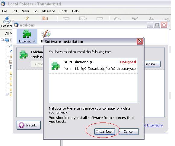 Corector ortografic pentru Thunderbird