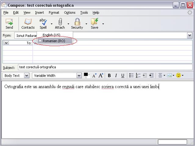 Corector ortografic pentru Thunderbird