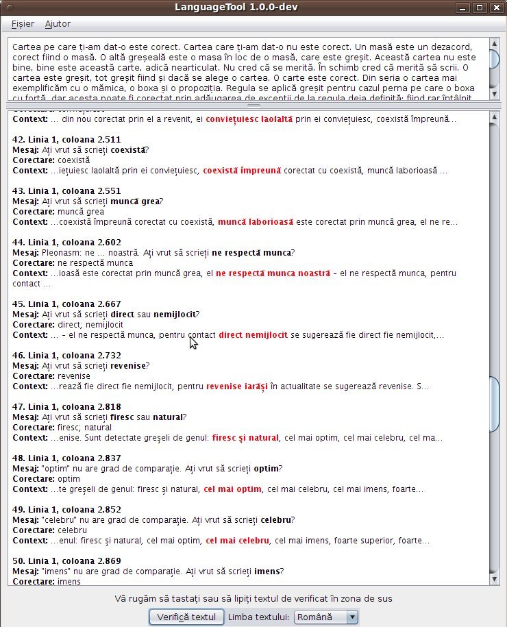 LanguageToolGUI limba romana