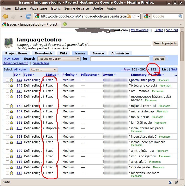 LanguageTool reguli deja adaugate