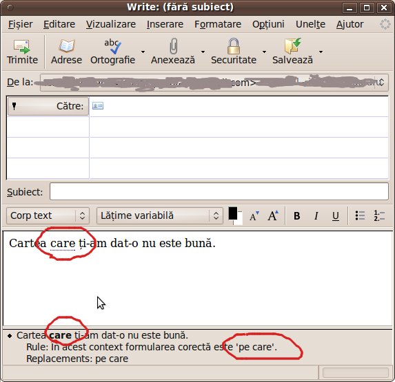 Thunderbird Corector gramatical