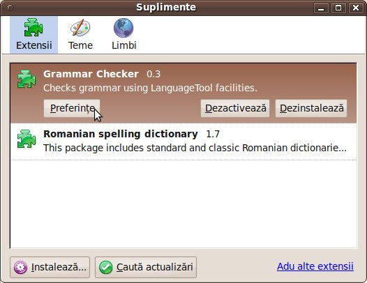 Thunderbird instalare Corector gramatical