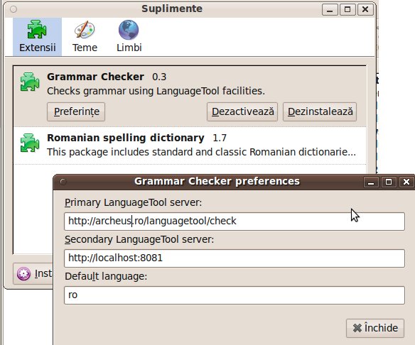 thunderbird setari corector gramatical